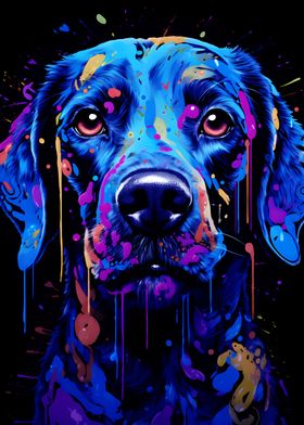 Neon Dog Portrait Painting