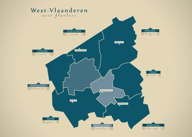 West Flanders Belgium map