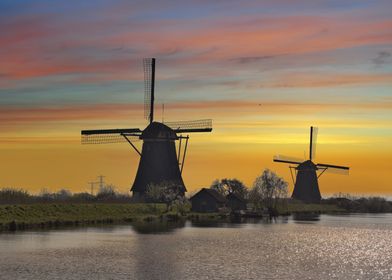 Sunset in Kinderdijk