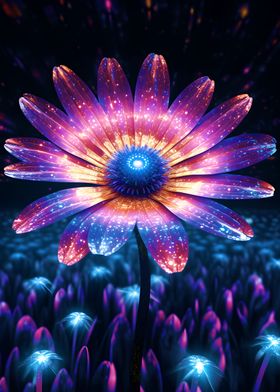 Cosmic Neon Daisy Flower