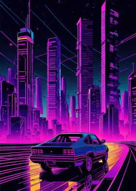 Retro wave Car