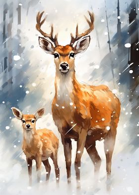 Christmas Deer Family