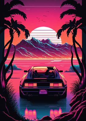 Retro wave Car