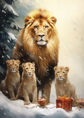 Cute Lion Family Xmas