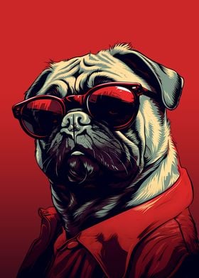 pug with sunglasses. Poster