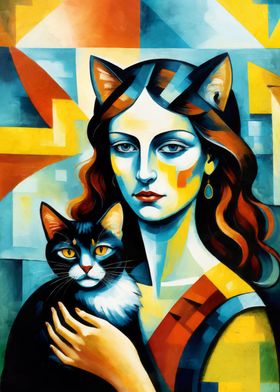 Catwoman with cat portrait