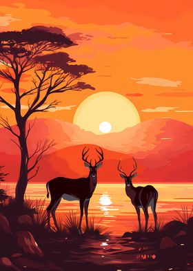 Hot sunset Animal wildlife