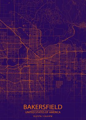 Bakersfield USA Purple Map