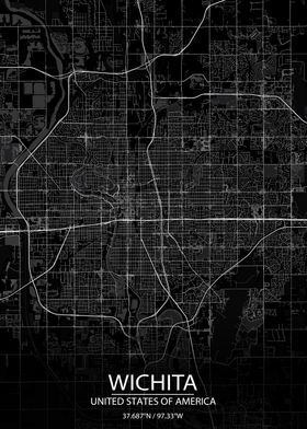 Wichita Kansas Black Map