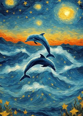 Starry Night Dolphins