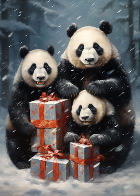 Merry Xmas Panda Family