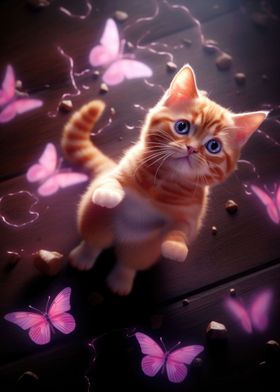 Cat Pink Butterflies