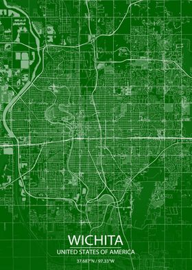 Wichita Kansas Green Map