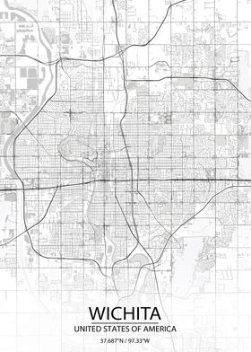 Wichita Kansas White Map