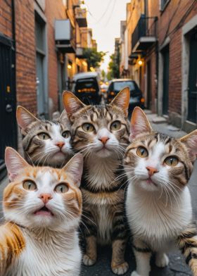 Cat team taking selfie