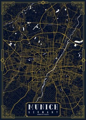 Munich City Map Gold