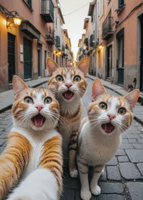 Cats taking selfie