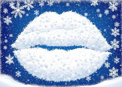 Lips made of snow winter c