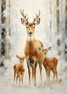 Deer Family Xmas