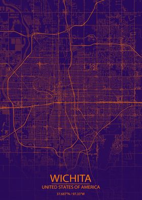 Wichita Kansas Purple Map