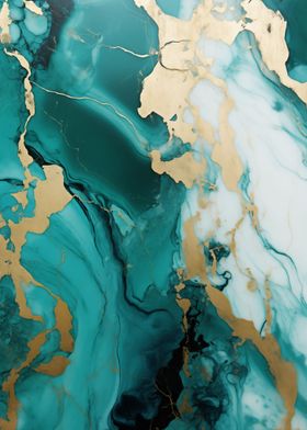 Teal Gold Marble Texture