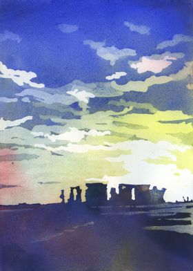 Stonehenge sunset artwork