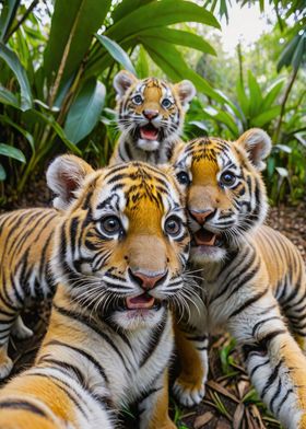 Baby tiger taking selfie