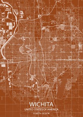 Wichita Kansas Brown Map