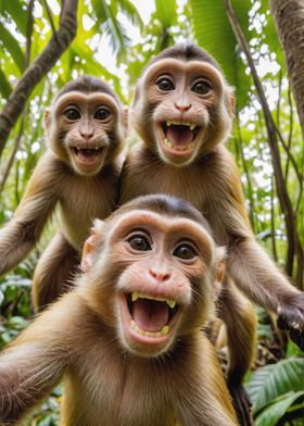 Cool Monkeys taking selfie