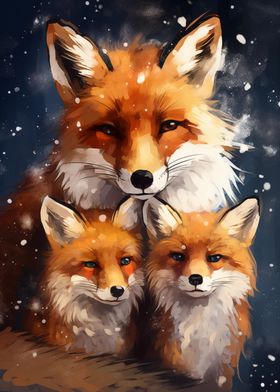 Merry Xmas Fox Family