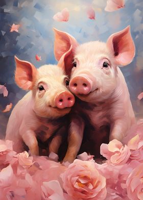 Pig Couple Painting