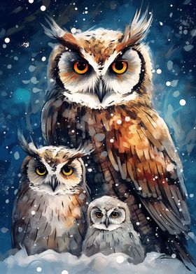 Owl Family Xmas