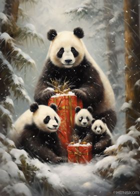 Panda Bear Family Xmas