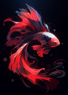 Red and Black Betta