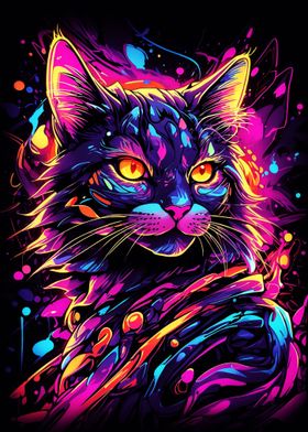 Neon cute cat 