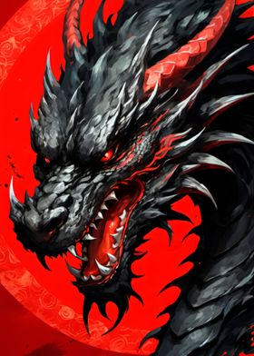 japanese dragon art poster
