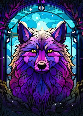 Colorful Wolf Neon Art