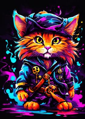 neon pirate cat