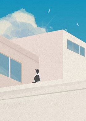 Funny Cat on a roof