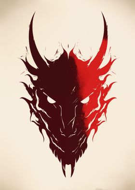 Cool Minimalist Red Dragon