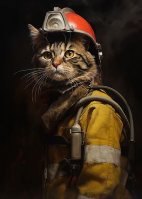 Vintage Firefighter Cat