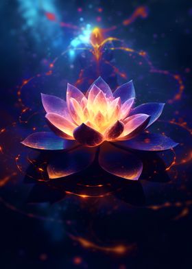 Cosmic Neon Lotus Flowers