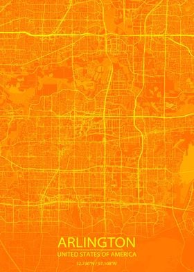 Arlington Texas Orange Map