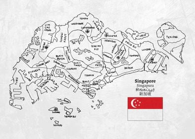 Handdrawn Singapore Map