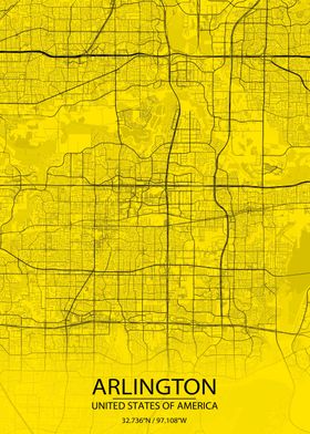 Arlington Yellow Black Map