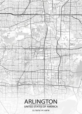 Arlington Texas White Map