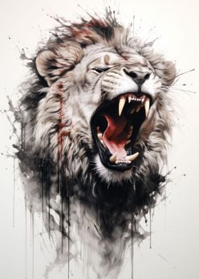Portait of a roaring lion