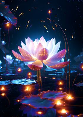 Cosmic White Lotus Flowers