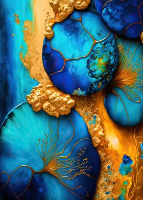 Abstract Art Blue and Gold