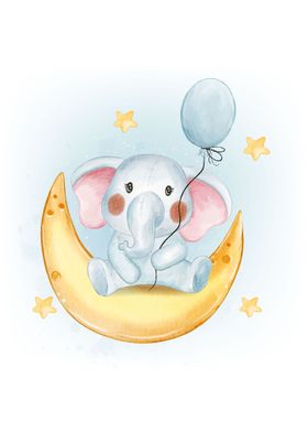 Cute watercolor elephant